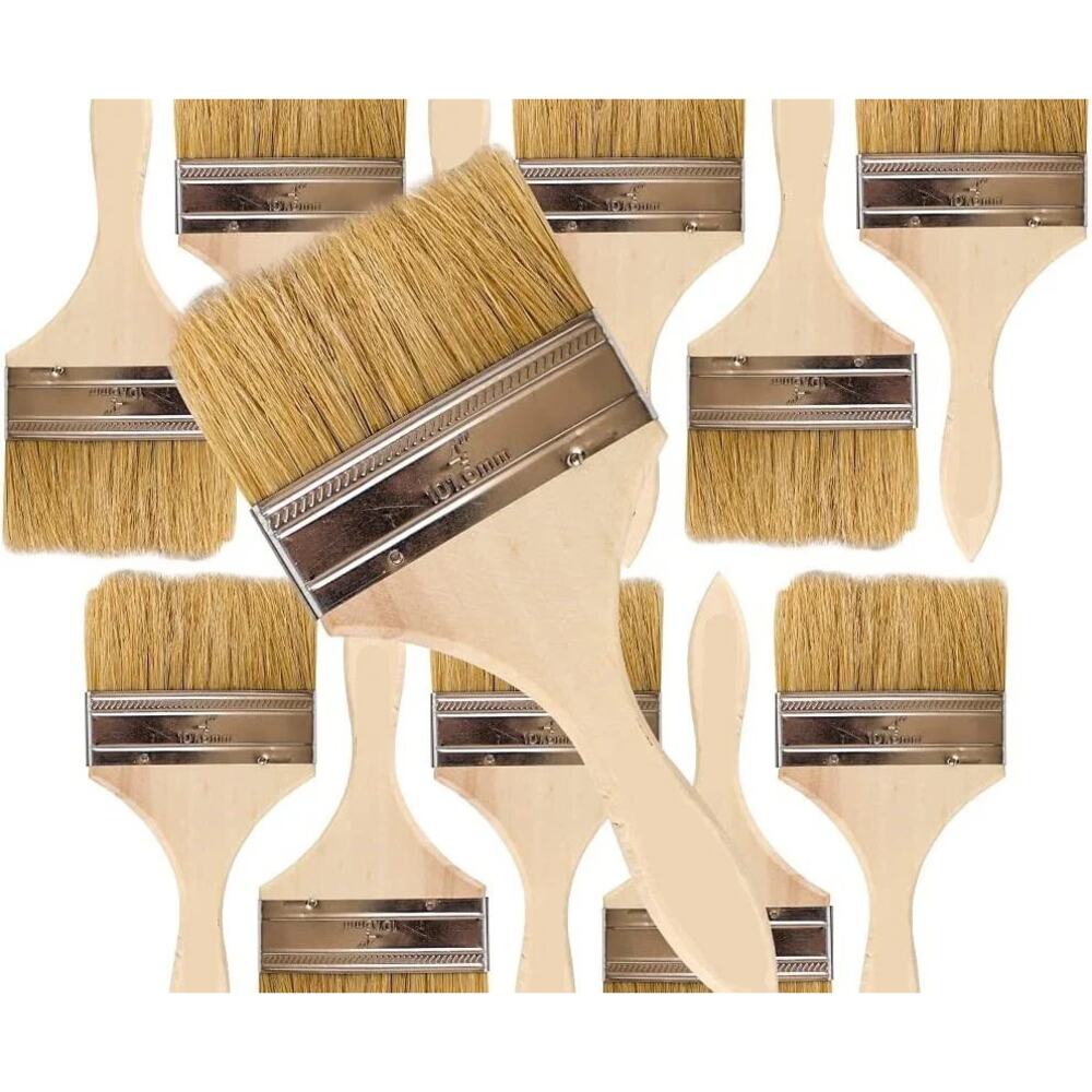 12 Pack of 4" Paint Brushes for Paint, Stains, Varnishes, Glues